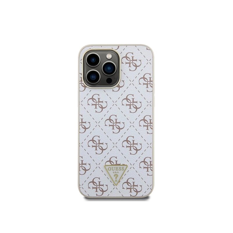 Husa originala Guess iPhone 16 Pro Hardcase 4G Triangle Metal Logo, alb, GUHCP16LPG4GPH