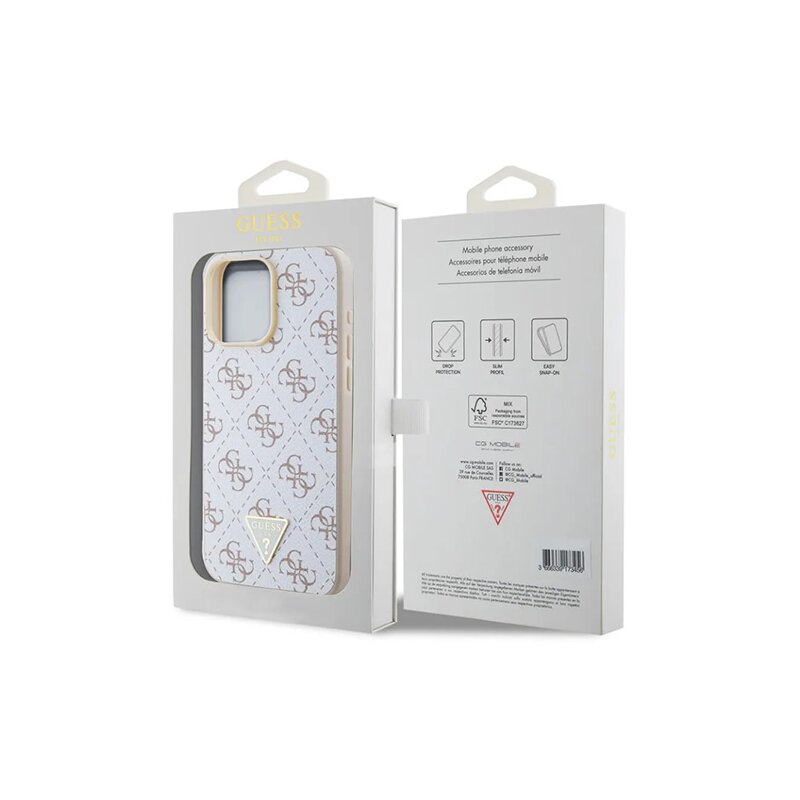 Husa originala Guess iPhone 16 Pro Hardcase 4G Triangle Metal Logo, alb, GUHCP16LPG4GPH