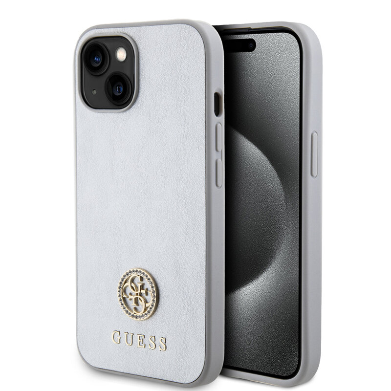 Husa originala Guess iPhone 15 Strass Metal Logo, argintiu, GUHCP15SPS4DGPS