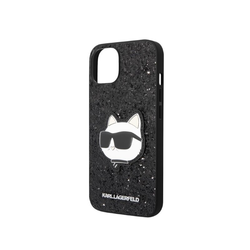 Husa Karl Lagerfeld iPhone 14 Plus Hardcase Glitter, Choupette Patch, negru, KLHCP14MG2CPK