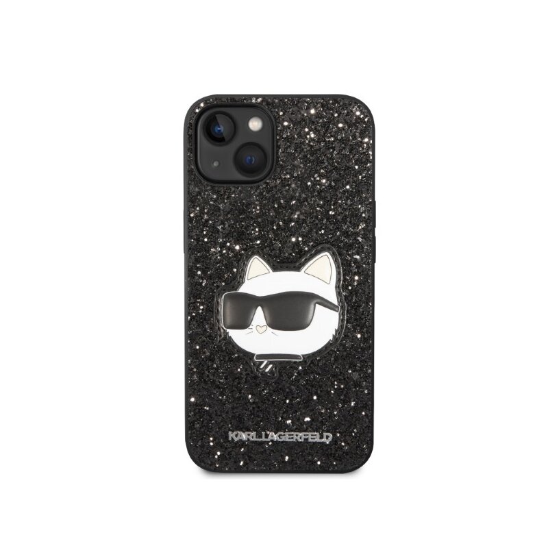 Husa Karl Lagerfeld iPhone 14 Plus Hardcase Glitter, Choupette Patch, negru, KLHCP14MG2CPK