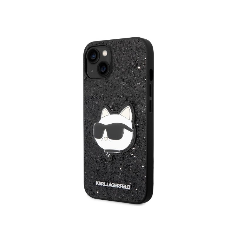 Husa Karl Lagerfeld iPhone 14 Plus Hardcase Glitter, Choupette Patch, negru, KLHCP14MG2CPK