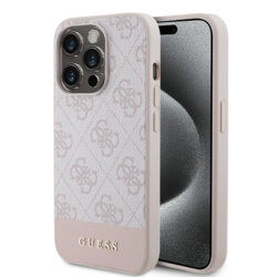 Husa originala Guess iPhone 15 Pro Hardcase 4G Stripe Collection, roz, GUHCP15LG4GLPI