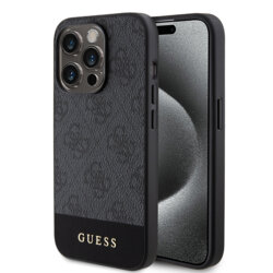 Husa originala Guess iPhone 15 Pro Hardcase 4G Stripe Collection, gri, GUHCP15LG4GLGR