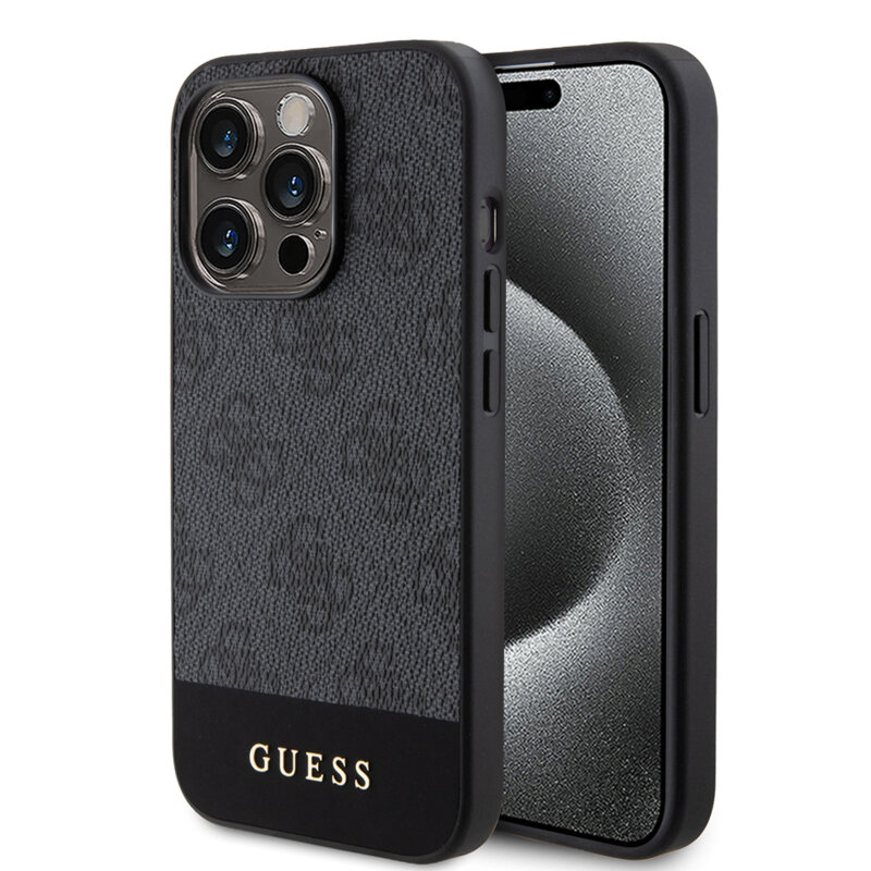 Husa originala Guess iPhone 15 Pro Hardcase 4G Stripe Collection, gri, GUHCP15LG4GLGR