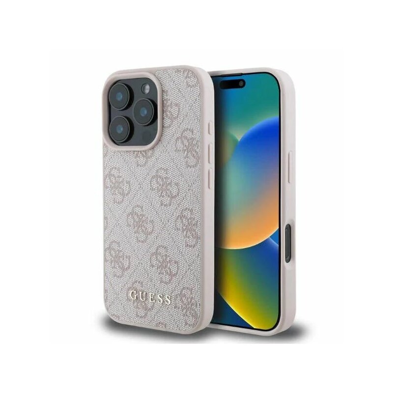 Husa originala Guess iPhone 16 Pro Max Hardcase 4G Classic, roz, GUHCP16XG4GFPI