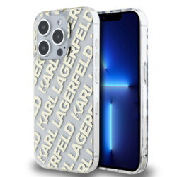 Husa iPhone 15 Pro Max Karl Lagerfeld IML Luxury, Fullover Logo, auriu, KLHCP15XHKFOEMD