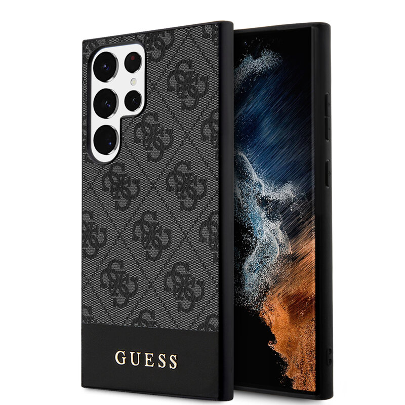 Husa originala Guess Samsung Galaxy S24 Ultra Hardcase 4G Stripe Collection, negru, GUHCS24LG4GLGR