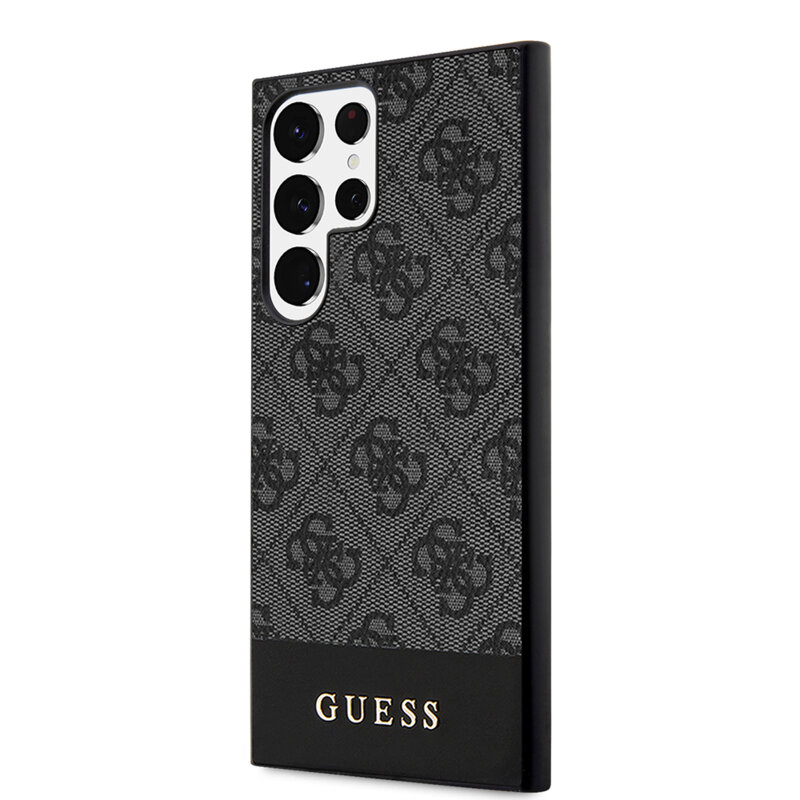 Husa originala Guess Samsung Galaxy S24 Ultra Hardcase 4G Stripe Collection, negru, GUHCS24LG4GLGR