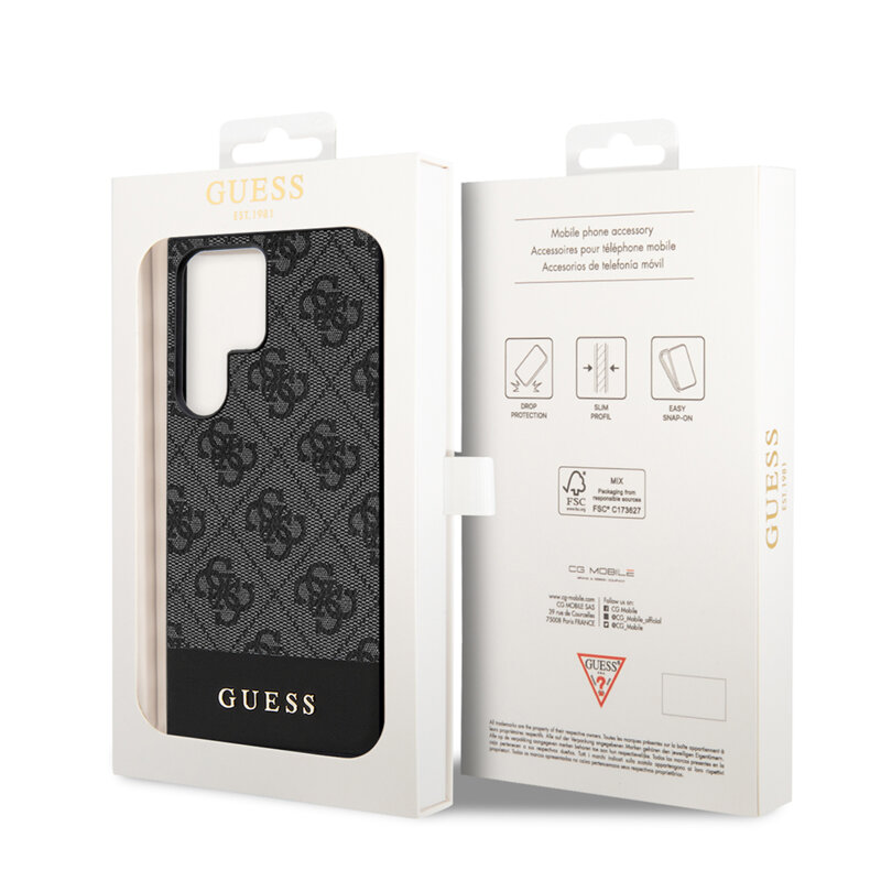 Husa originala Guess Samsung Galaxy S24 Ultra Hardcase 4G Stripe Collection, negru, GUHCS24LG4GLGR