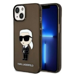Husa iPhone 14 Plus Karl Lagerfeld Hardcase, Ikonik Karl Lagerfeld, negru, KLHCP14MHNIKTCK