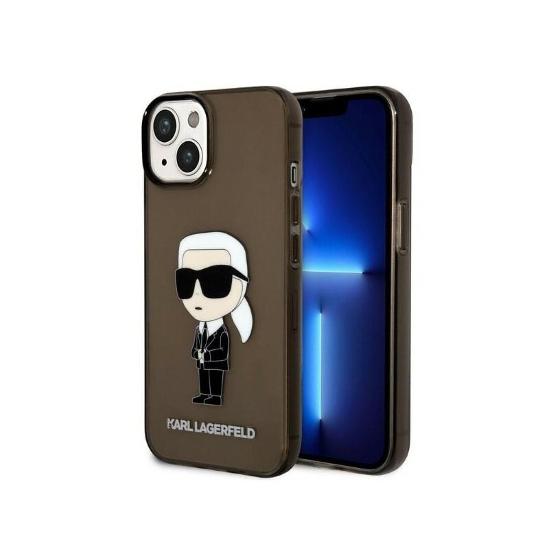Husa iPhone 14 Plus Karl Lagerfeld Hardcase, Ikonik Karl Lagerfeld, negru, KLHCP14MHNIKTCK