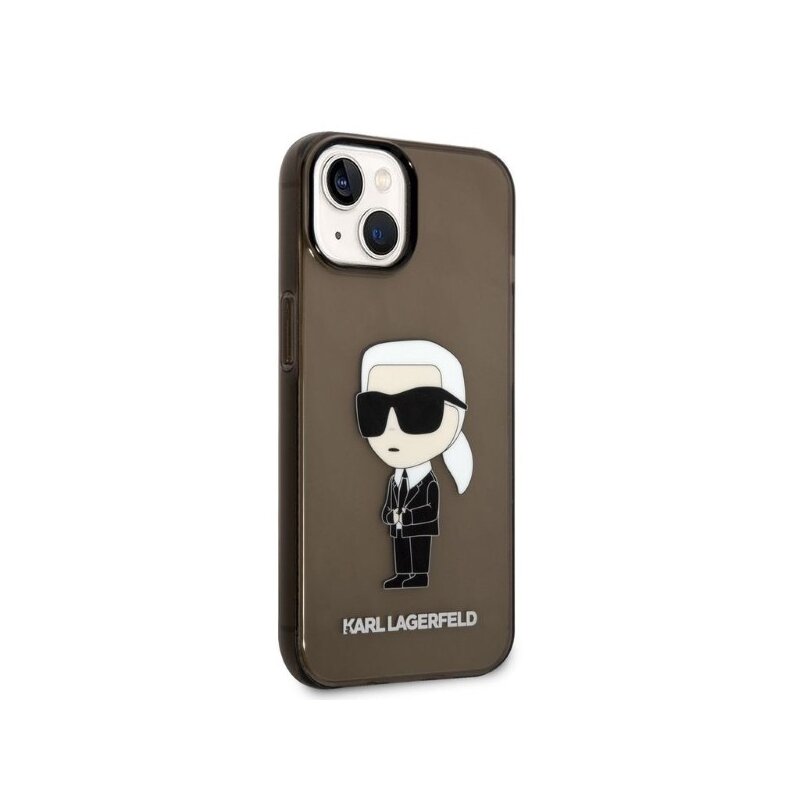 Husa iPhone 14 Plus Karl Lagerfeld Hardcase, Ikonik Karl Lagerfeld, negru, KLHCP14MHNIKTCK