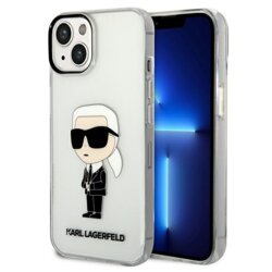 Husa iPhone 14 Plus Karl Lagerfeld Hardcase, Ikonik Karl Lagerfeld, transparenta, KLHCP14MHNIKTCT