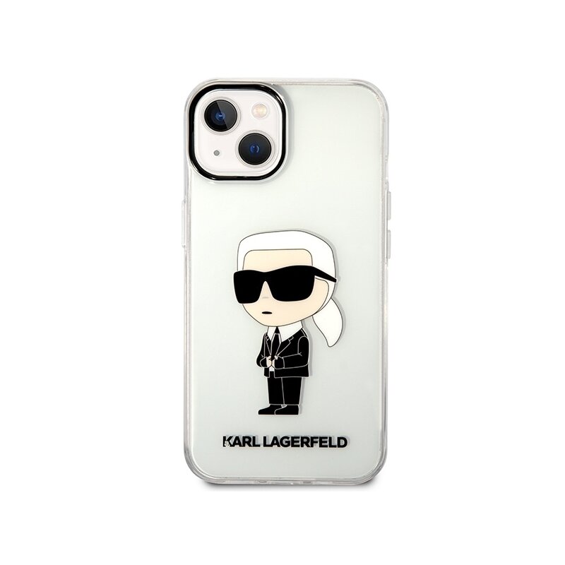 Husa iPhone 14 Plus Karl Lagerfeld Hardcase, Ikonik Karl Lagerfeld, transparenta, KLHCP14MHNIKTCT