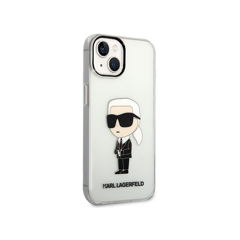 Husa iPhone 14 Plus Karl Lagerfeld Hardcase, Ikonik Karl Lagerfeld, transparenta, KLHCP14MHNIKTCT