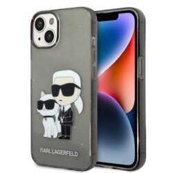 Husa Karl Lagerfeld iPhone 14 Plus Hardcase Glitter, Karl&Choupette, negru, KLHCP14MHNKCTGK