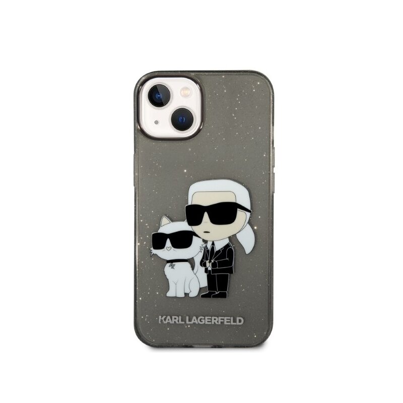 Husa Karl Lagerfeld iPhone 14 Plus Hardcase Glitter, Karl&Choupette, negru, KLHCP14MHNKCTGK