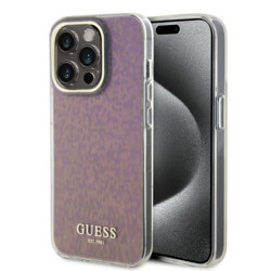 Husa Guess Hardcase IML Faceted Mirror Disco Iridescent iPhone 15 Pro Max, roz, GUHCP15XHDECMP
