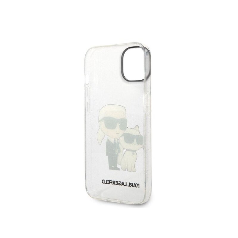 Husa Karl Lagerfeld iPhone 14 Plus Hardcase Glitter, Karl&Choupette, transparenta, KLHCP14MHNKCTGT