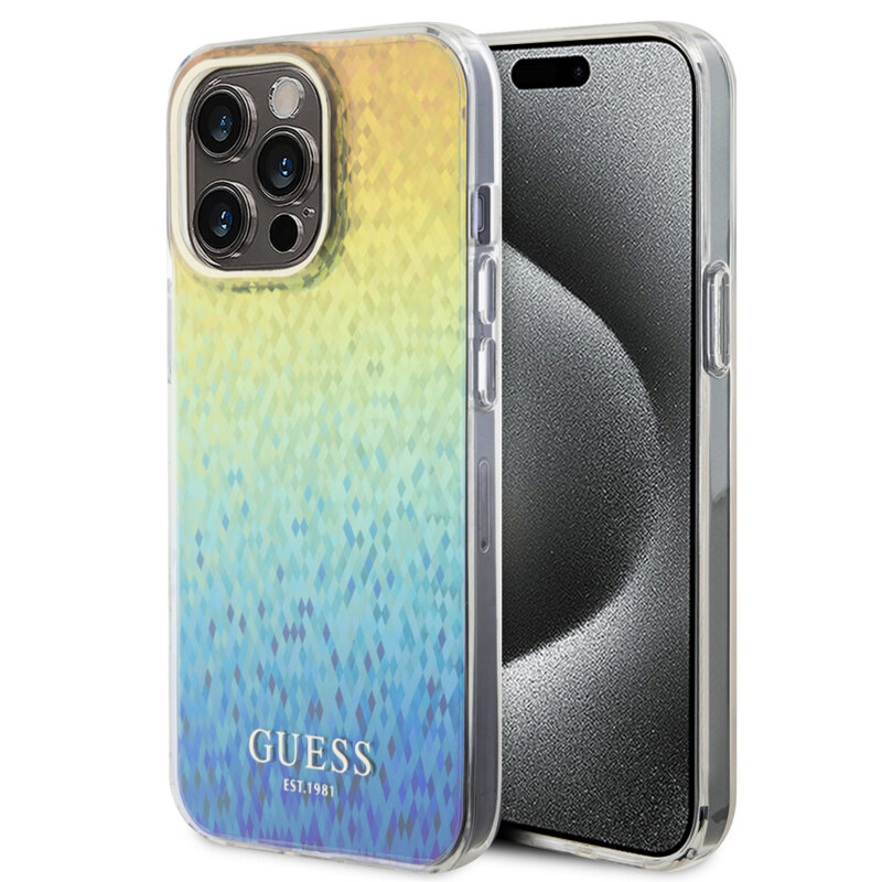 Husa Guess Hardcase IML Faceted Mirror Disco IridescentiPhone 15 Pro, multicolor, GUHCP15LHDECMI