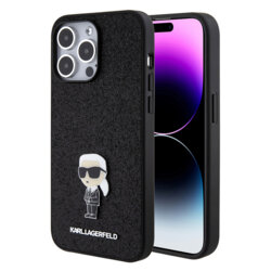 Husa Karl Lagerfeld iPhone 15 Pro Max Hardcase Glitter Fixed, Ikonik Logo, KLHCP15XGKNPSK