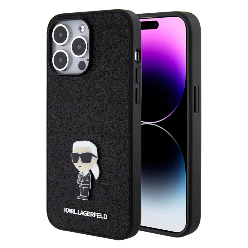 Husa Karl Lagerfeld iPhone 15 Pro Max Hardcase Glitter Fixed, Ikonik Logo, KLHCP15XGKNPSK