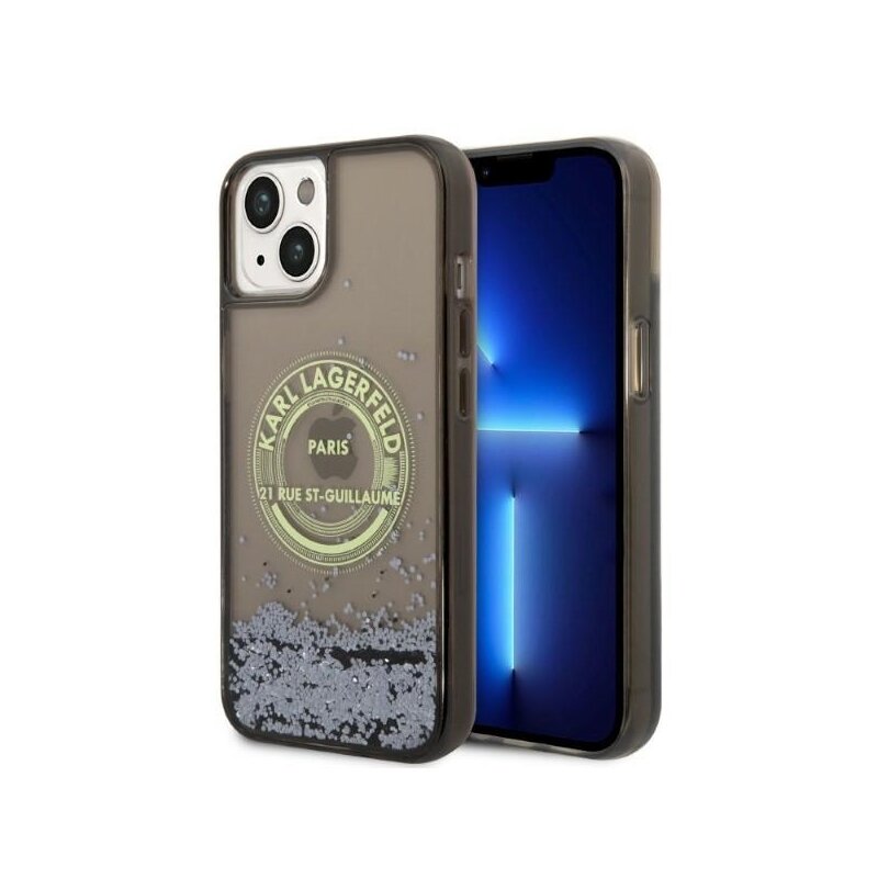Husa Karl Lagerfeld iPhone 14 Plus Hardcase Liquid Glitter, RSG, negru, KLHCP14MLCRSGRK