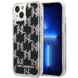 Husa Karl Lagerfeld iPhone 14 Plus Hardcase Liquid Glitter, Monogram, negru, KLHCP14MLMNMK