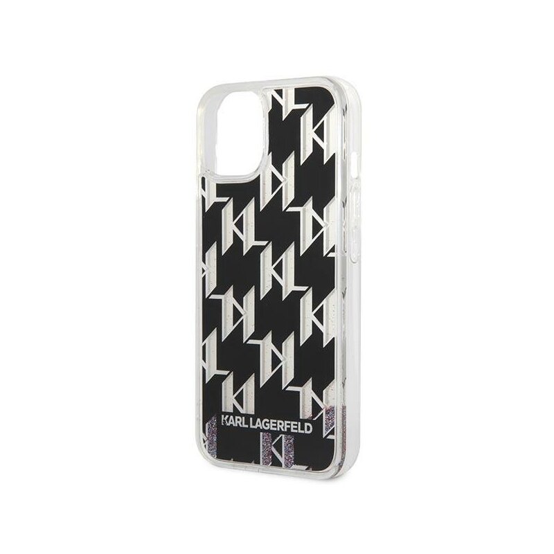 Husa Karl Lagerfeld iPhone 14 Plus Hardcase Liquid Glitter, Monogram, negru, KLHCP14MLMNMK