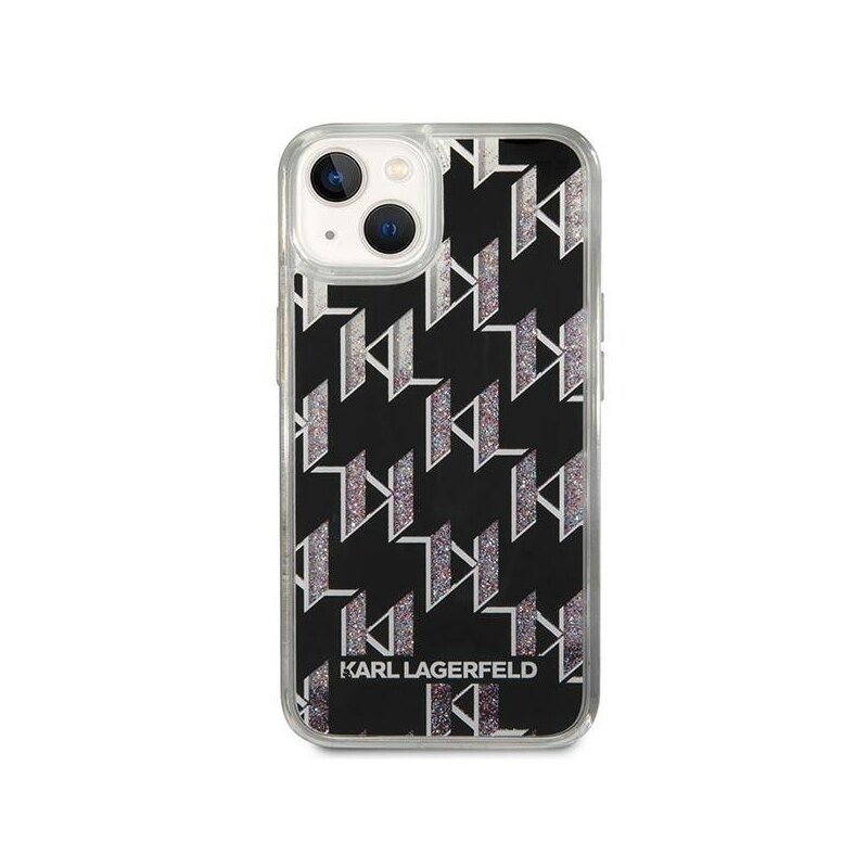 Husa Karl Lagerfeld iPhone 14 Plus Hardcase Liquid Glitter, Monogram, negru, KLHCP14MLMNMK