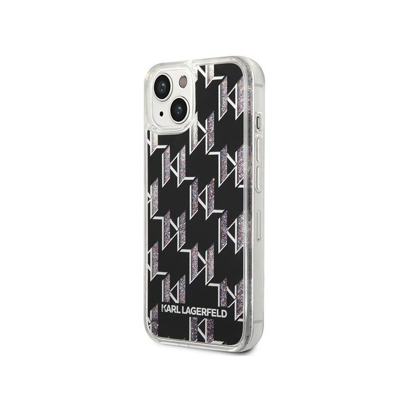 Husa Karl Lagerfeld iPhone 14 Plus Hardcase Liquid Glitter, Monogram, negru, KLHCP14MLMNMK
