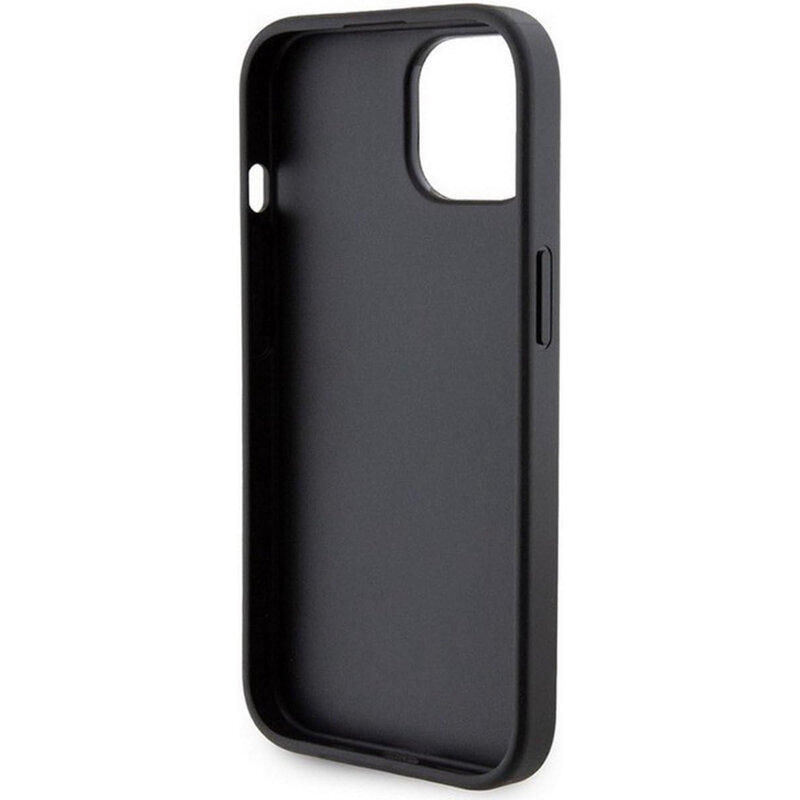Husa iPhone 15 originala Guess Grip Stand 4G Triangle Strass, negru, GUHCP15SPGS4TDK