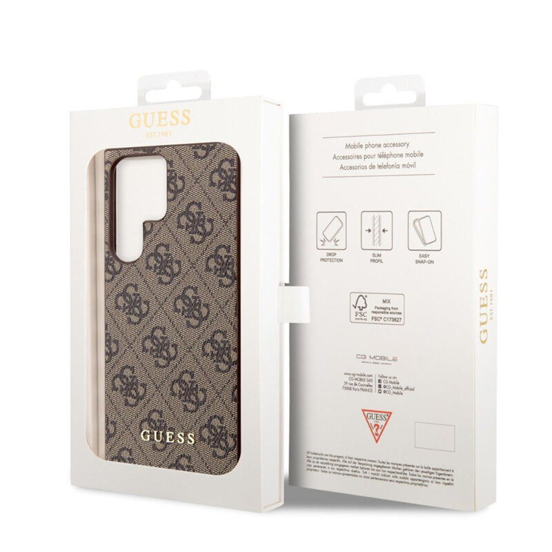 Husa originala Guess Samsung Galaxy S24 Ultra Hardcase 4G Charms Collection, maro, GUHCS24LGF4GBR
