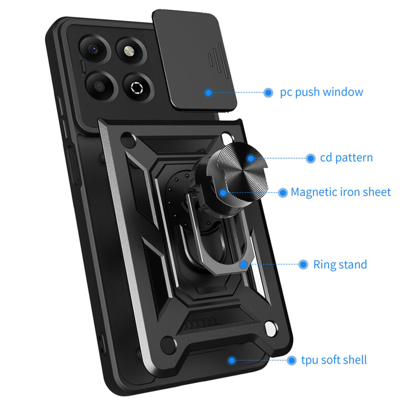 Husa Honor X6b protectie camera Techsuit CamShield Series, negru