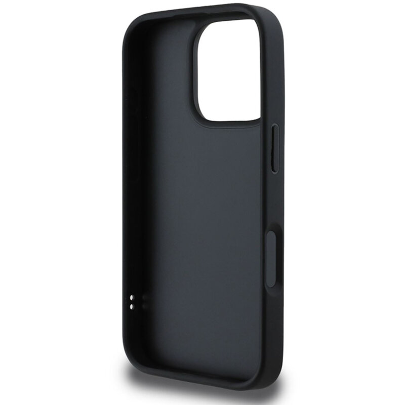 Husa originala Guess Quilted Metal Logo iPhone 16 Pro Max, negru, GUHCP16XPSQSQSK