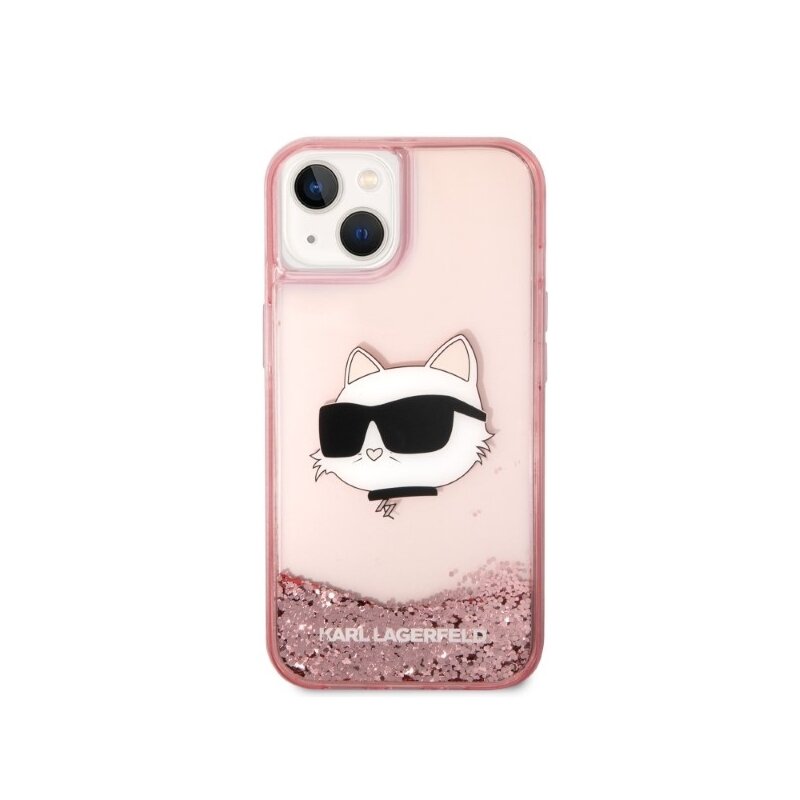 Husa Karl Lagerfeld iPhone 14 Plus Hardcase Glitter, Choupette Head, roz, KLHCP14MLNCHCP
