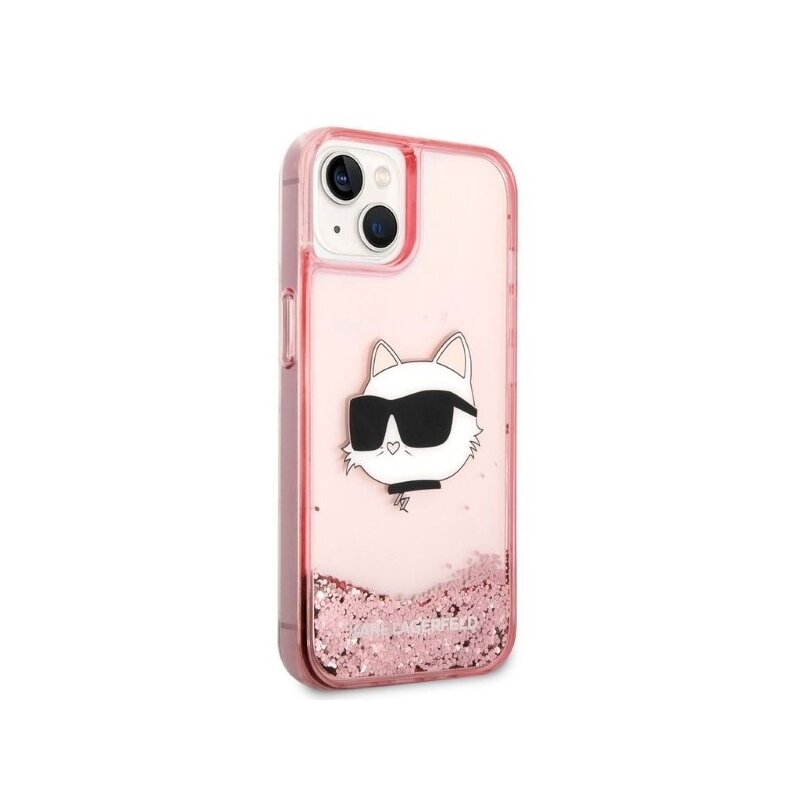 Husa Karl Lagerfeld iPhone 14 Plus Hardcase Glitter, Choupette Head, roz, KLHCP14MLNCHCP