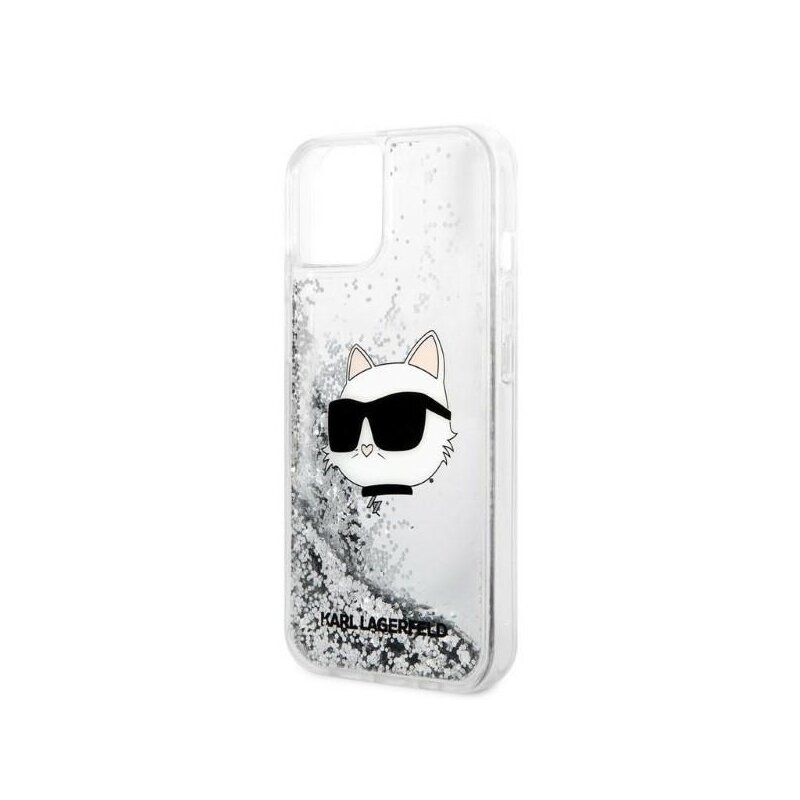Husa Karl Lagerfeld iPhone 14 Plus Hardcase Glitter, Choupette Head, argintiu, KLHCP14MLNCHCS