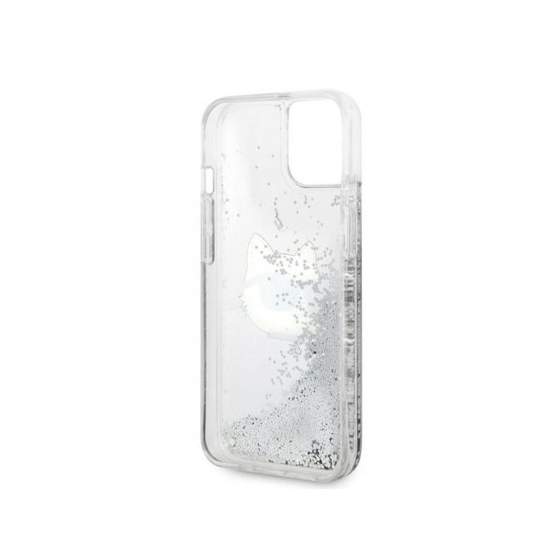 Husa Karl Lagerfeld iPhone 14 Plus Hardcase Glitter, Choupette Head, argintiu, KLHCP14MLNCHCS