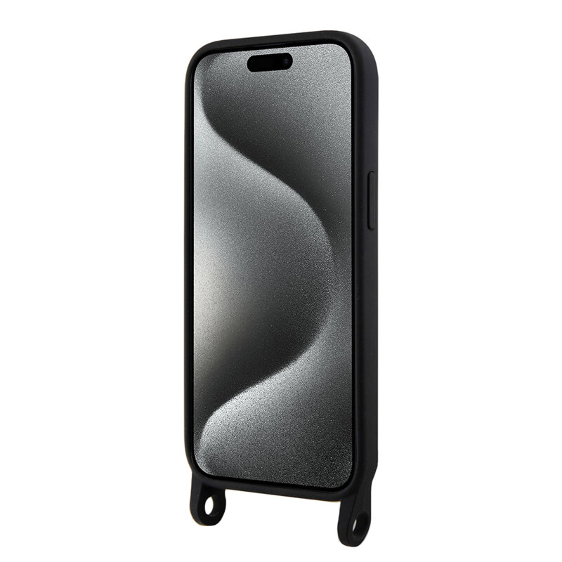 Husa Karl Lagerfeld iPhone 15 Silicone Crossbody , Choupette, negru, KLHCP15SSCBSCNK