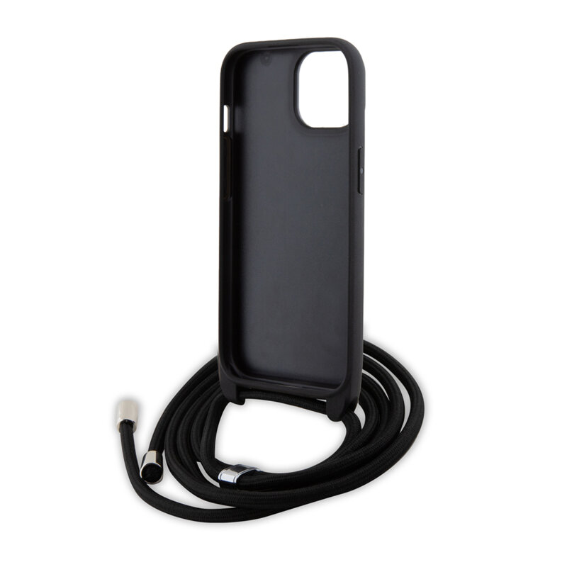 Husa iPhone 15 Karl Lagerfeld Saffiano Crossbody, Monogram Metal Pin Karl, KLHCP15SSASKNPSK