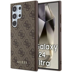 Husa originala Guess Samsung Galaxy S24 Ultra Hardcase 4G Metal Gold Logo, maro, GUHCS24LG4GFBR