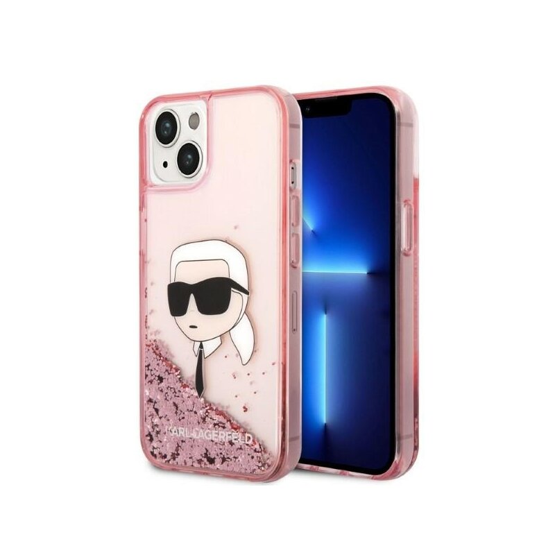 Husa Karl Lagerfeld iPhone 14 Plus Hardcase Glitter, Karl Head, roz, KLHCP14MLNKHCP