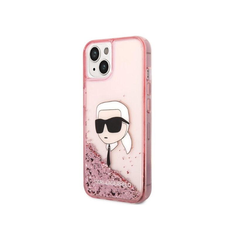 Husa Karl Lagerfeld iPhone 14 Plus Hardcase Glitter, Karl Head, roz, KLHCP14MLNKHCP
