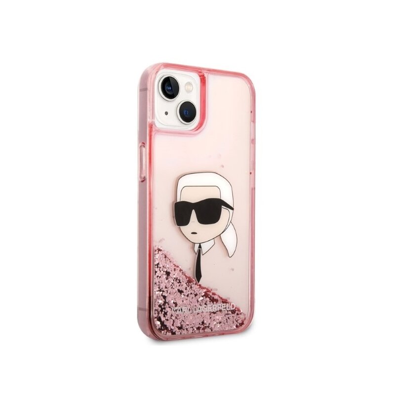Husa Karl Lagerfeld iPhone 14 Plus Hardcase Glitter, Karl Head, roz, KLHCP14MLNKHCP
