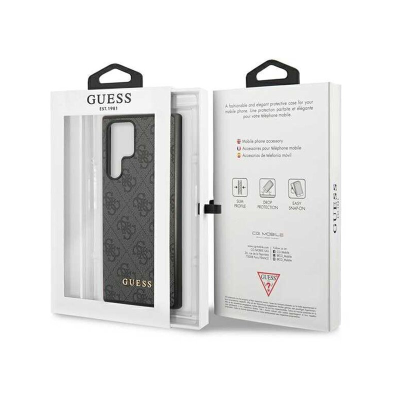 Husa originala Guess Samsung Galaxy S24 Ultra Hardcase 4G Metal Gold Logo, negru, GUHCS24LG4GFGR