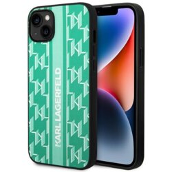 Husa iPhone 14 Plus Karl Lagerfeld Hardcase Monogram, Stripe, verde, KLHCP14MPGKLSKN