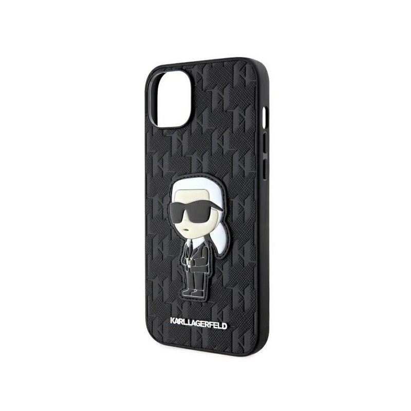 Husa originala iPhone 14 Plus Karl Lagerfeld Saffiano, Monogram Ikonik, negru, KLHCP14MSAKHPKK