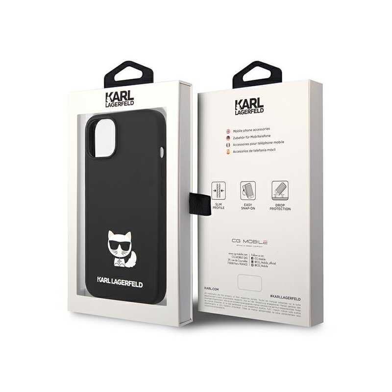 Husa Karl Lagerfeld iPhone 14 Plus Silicone, Choupette Body, negru, KLHCP14MSLCTBK